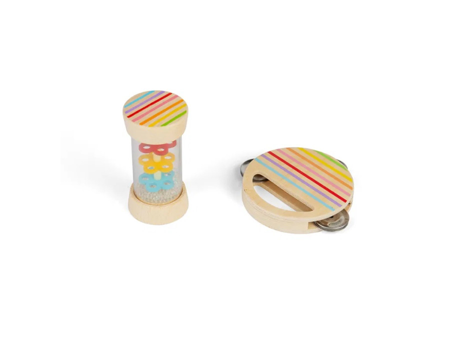Bigjigs Toys Mini sada dešťová hůlka a tamburína