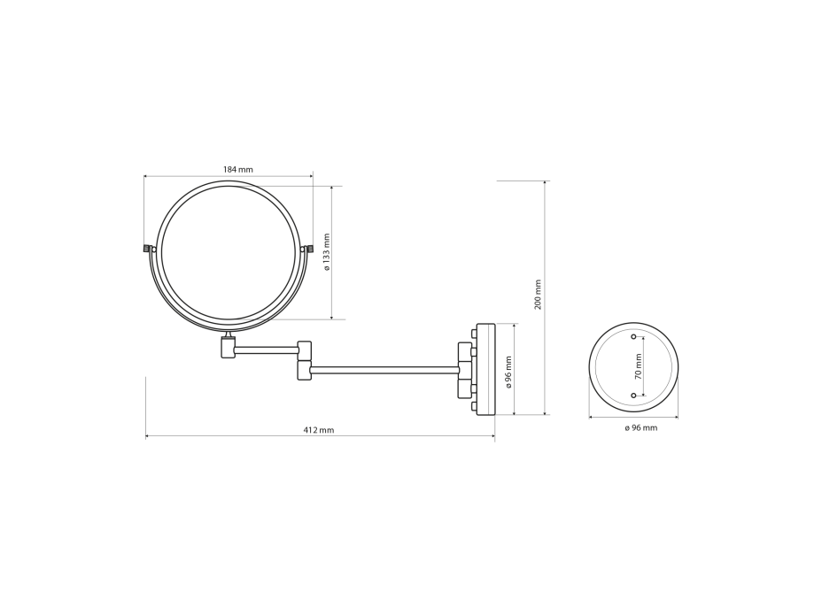 Sapho Kosmetické zrcátko závěsné, Ø 140mm, oboustranné, zlato XP012G