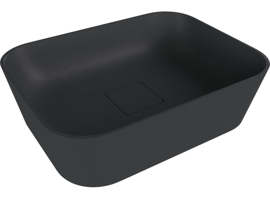 Polysan BANERA SQUARE umyvadlo na desku, litý mramor, 50x36cm, antracit mat 14596.51