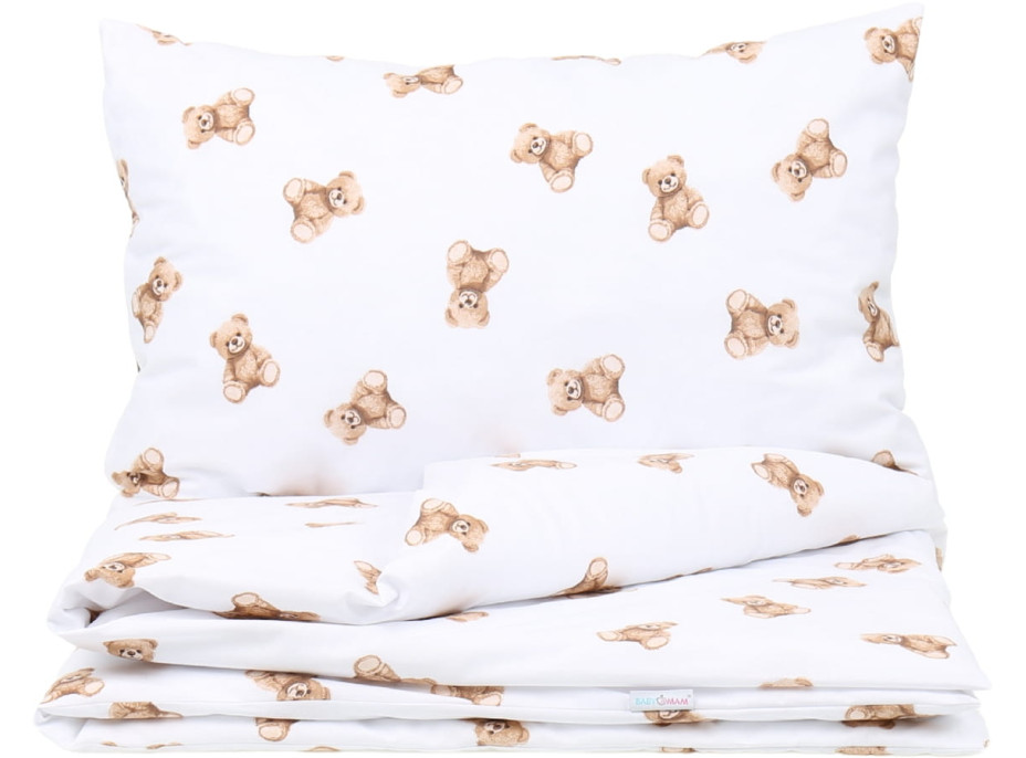 Dětské bavlněné povlečení do postýlky 120x90 cm BABYMAM PREMIUM - Medvídek Teddy - bílé