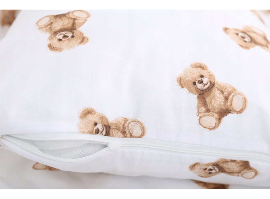 Dětské bavlněné povlečení do postýlky 120x90 cm BABYMAM PREMIUM - Medvídek Teddy - bílé