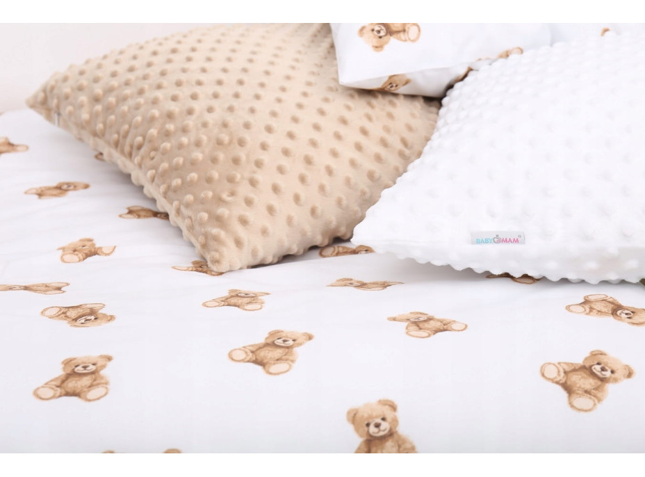 Dětské bavlněné povlečení do postýlky 120x90 cm BABYMAM PREMIUM - Medvídek Teddy - bílé