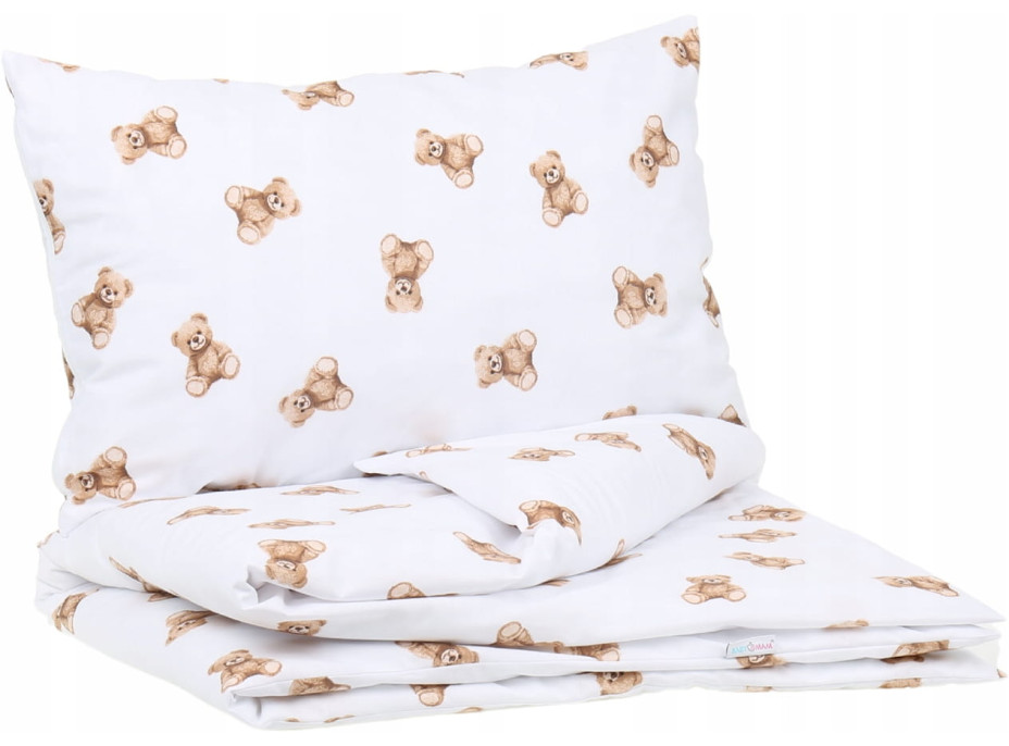 Dětské bavlněné povlečení do postýlky 120x90 cm BABYMAM PREMIUM - Medvídek Teddy - bílé