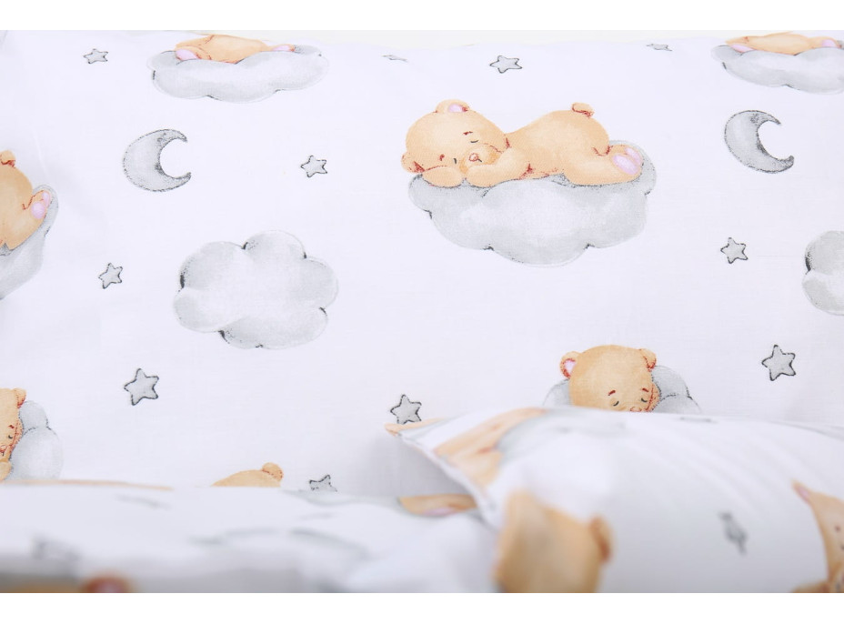 Dětské bavlněné povlečení do postýlky 135x100 cm BABYMAM PREMIUM - Medvídek v oblacích