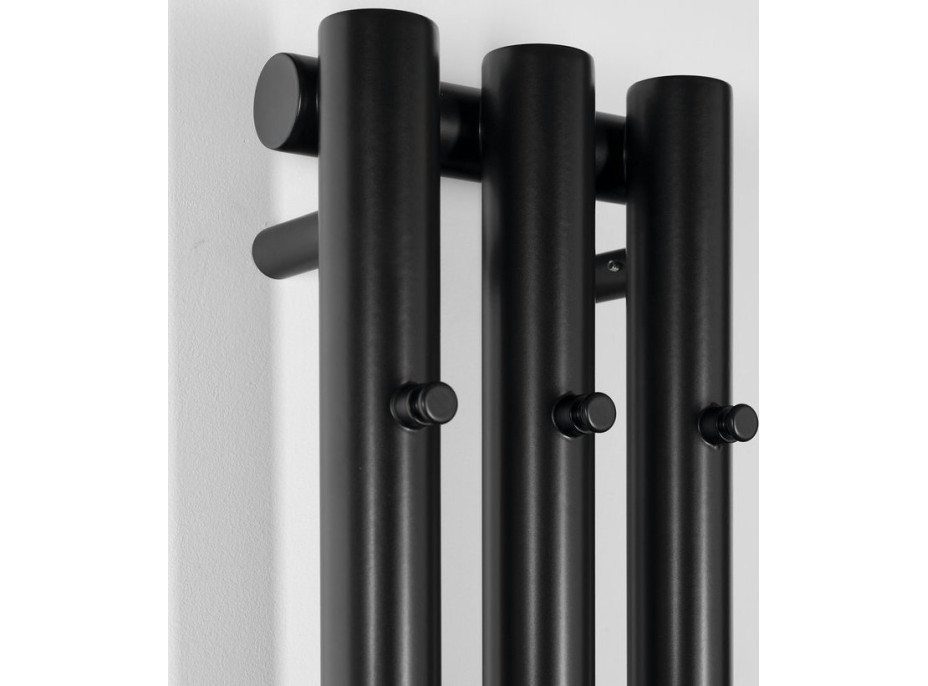 Sapho PILON otopné těleso 196x1800mm, se třemi háčky pro ručník, černá mat IZ128T