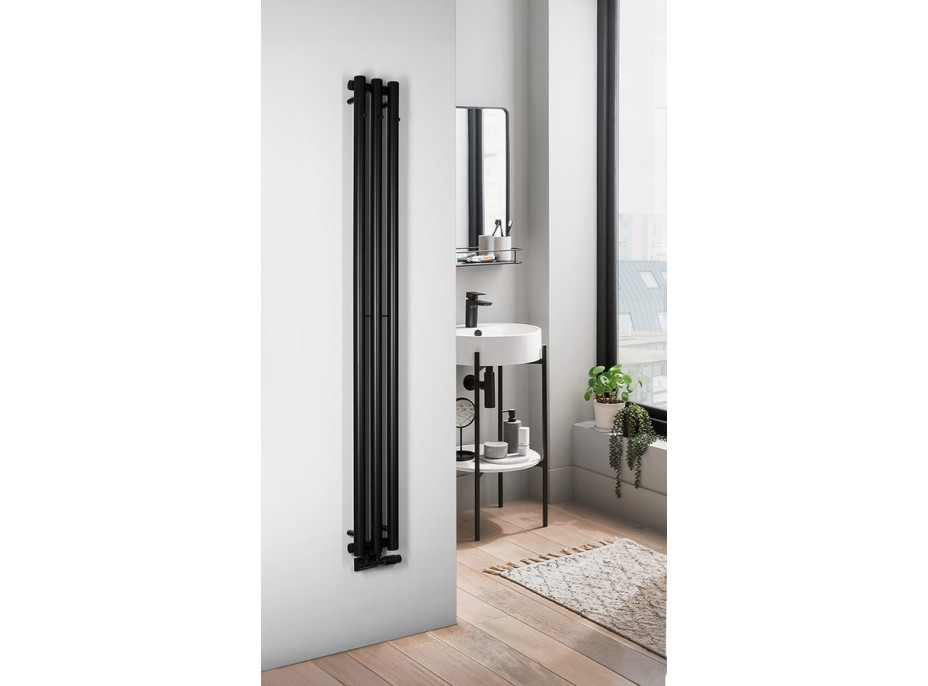 Sapho PILON otopné těleso 196x1800mm, se třemi háčky pro ručník, černá mat IZ128T