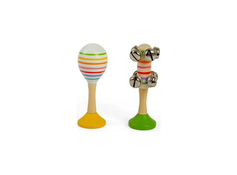 Bigjigs Toys Sada Rumba koule žlutá a rolničky zelené