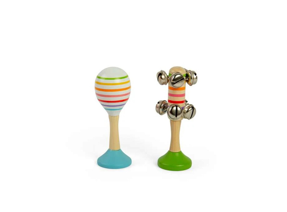 Bigjigs Toys Sada Rumba koule modrá a rolničky zelené