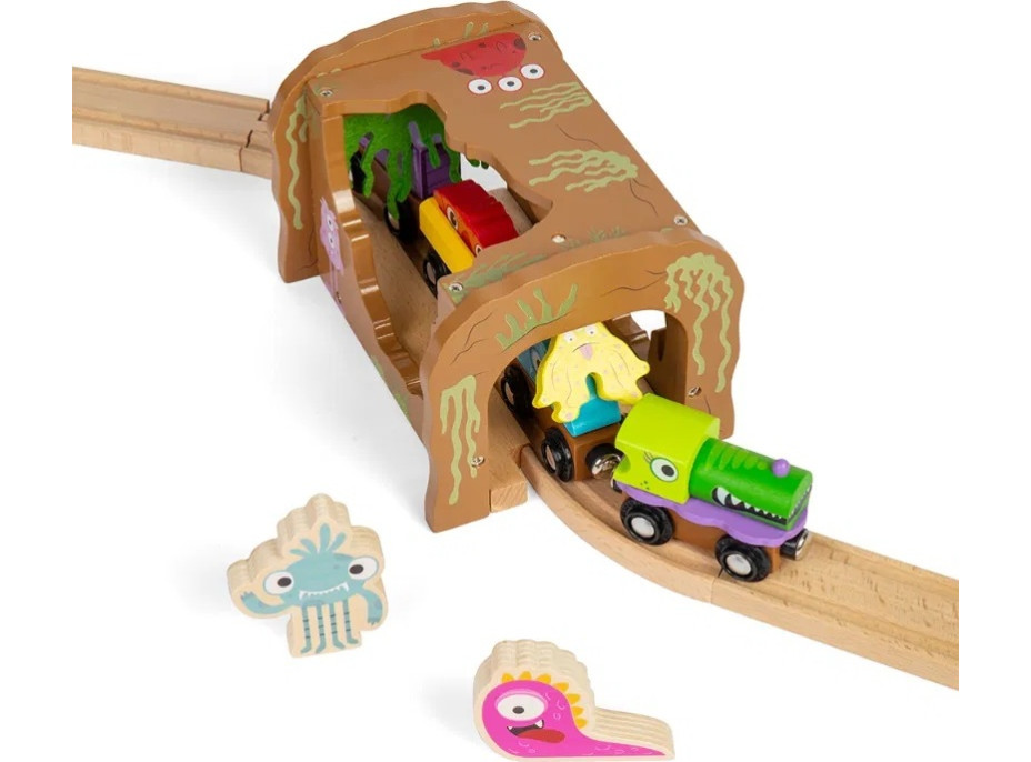 Bigjigs Rail Dřevěný tunel Příšerky