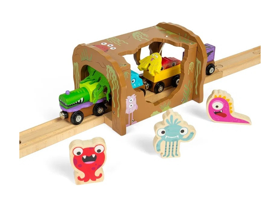 Bigjigs Rail Dřevěný tunel Příšerky