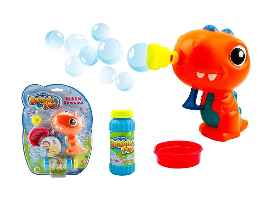 SPARKYS Bublifuková pistole Bubble Fun Dinosaurus s náplní oranžová