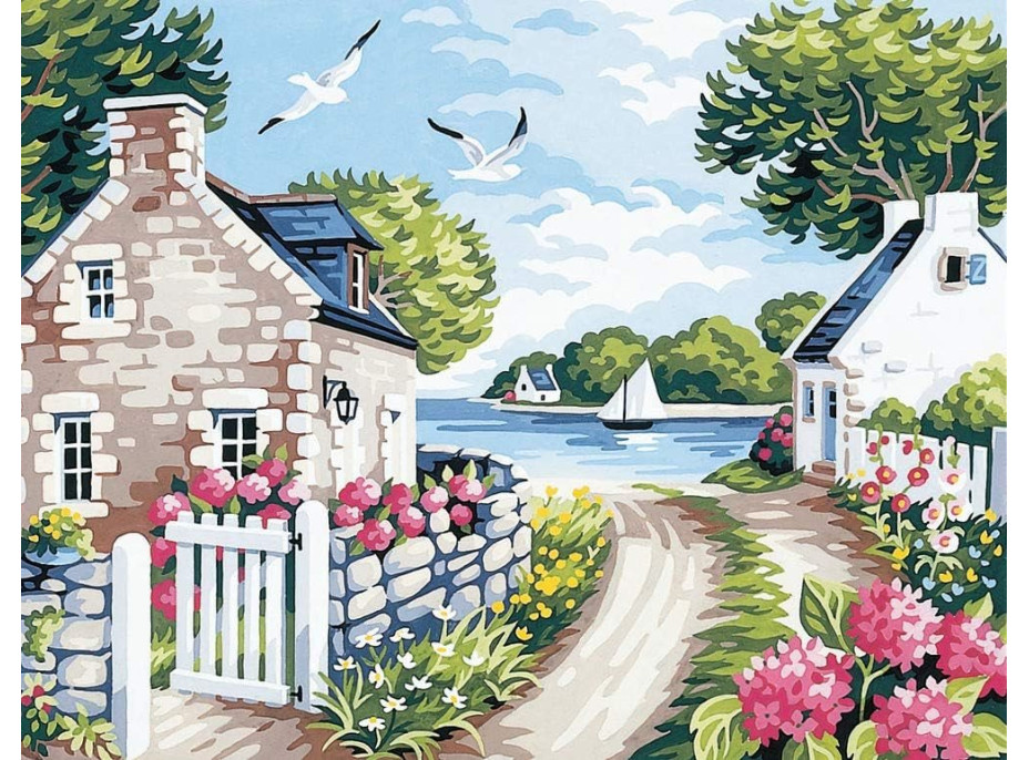 NORIMPEX Diamantové malování Domky u jezera 30x40cm