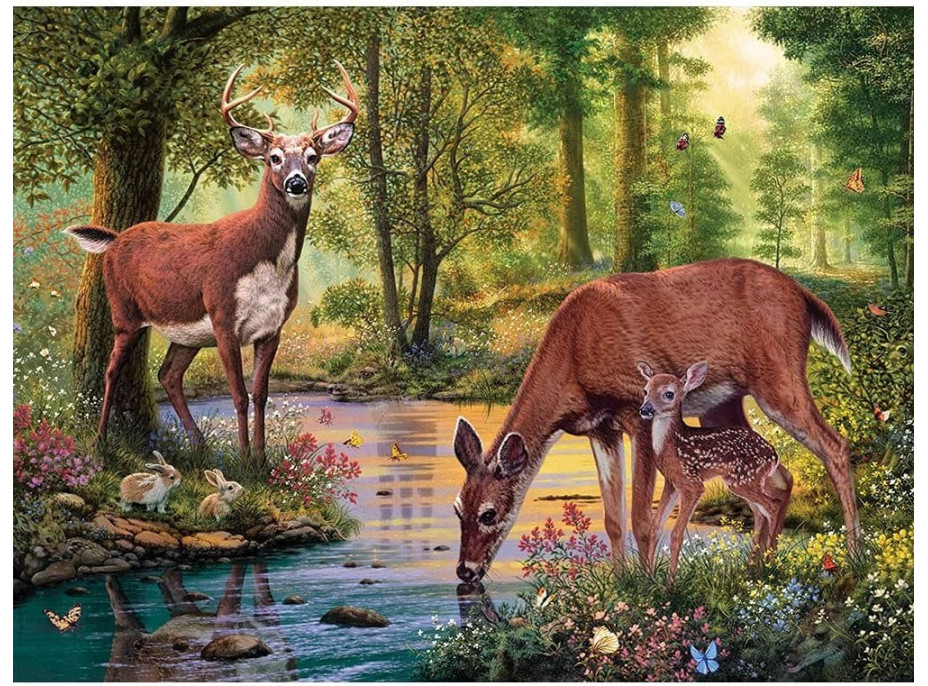NORIMPEX Diamantové malování Jelen u potoka 30x40cm