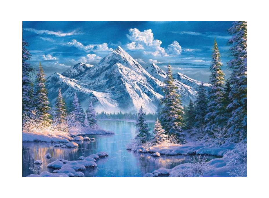 NORIMPEX Diamantové malování Řeka v horské dolině 30x40cm