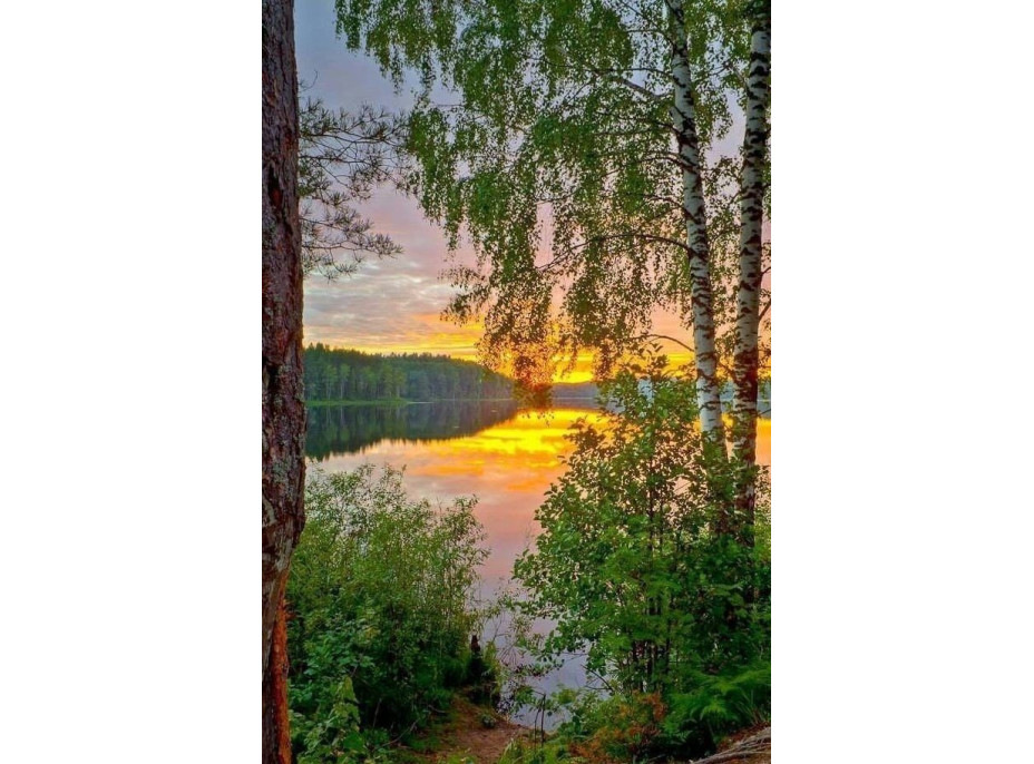 NORIMPEX Diamantové malování Západ slunce nad jezerem 30x40cm