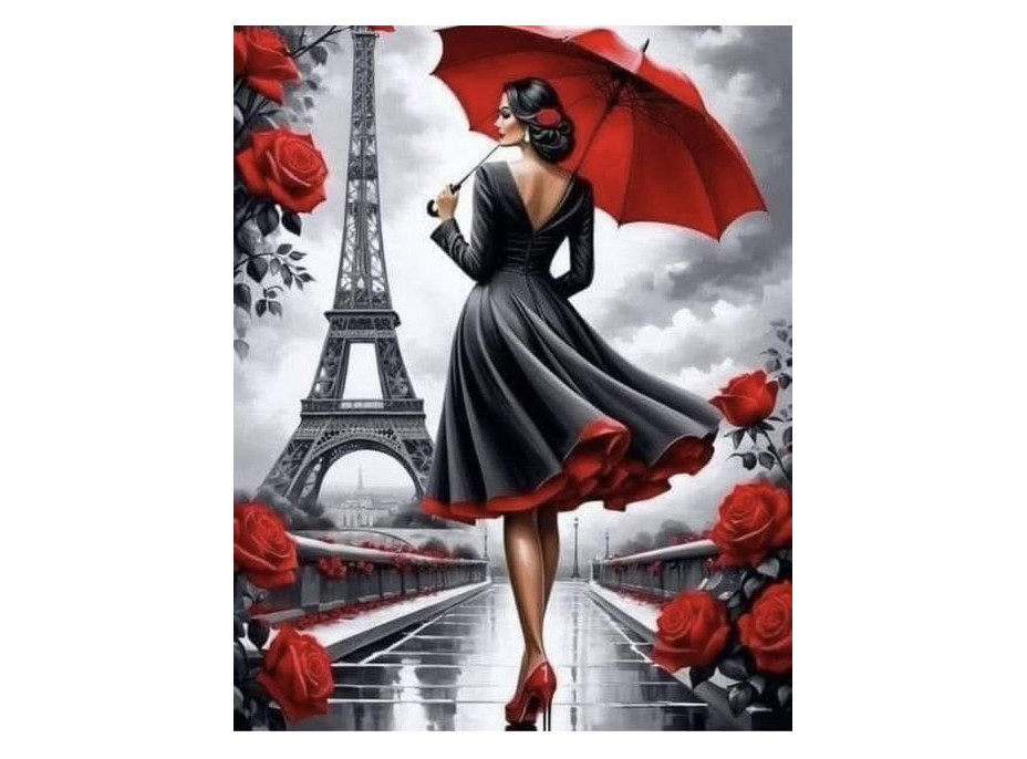 NORIMPEX Diamantové malování Žena v Paříži 30x40cm