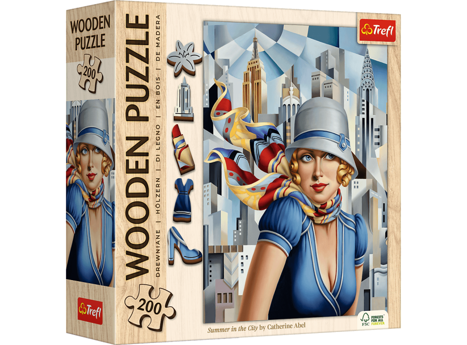 TREFL Dřevěné puzzle Art: Catherine Abel - Léto ve městě 200 dílků