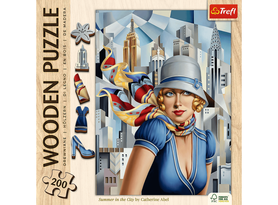 TREFL Dřevěné puzzle Art: Catherine Abel - Léto ve městě 200 dílků