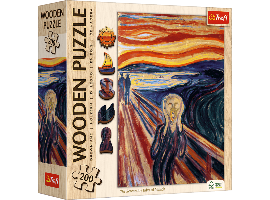 TREFL Dřevěné puzzle Art: Edvard Munch - Výkřik 200 dílků