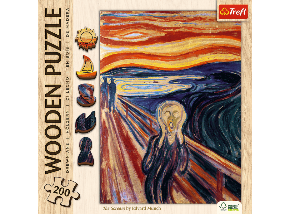 TREFL Dřevěné puzzle Art: Edvard Munch - Výkřik 200 dílků