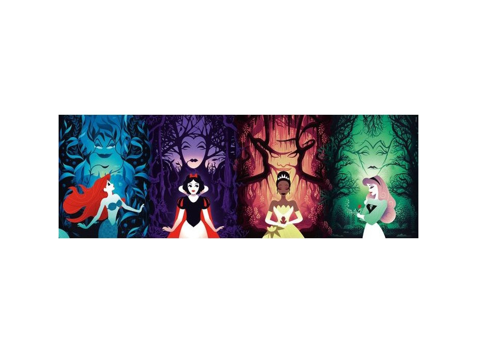 CLEMENTONI Panoramatické puzzle Disney princezny a zloduši 1000 dílků