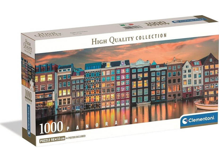 CLEMENTONI Panoramatické puzzle Ráno v Amsterdamu 1000 dílků