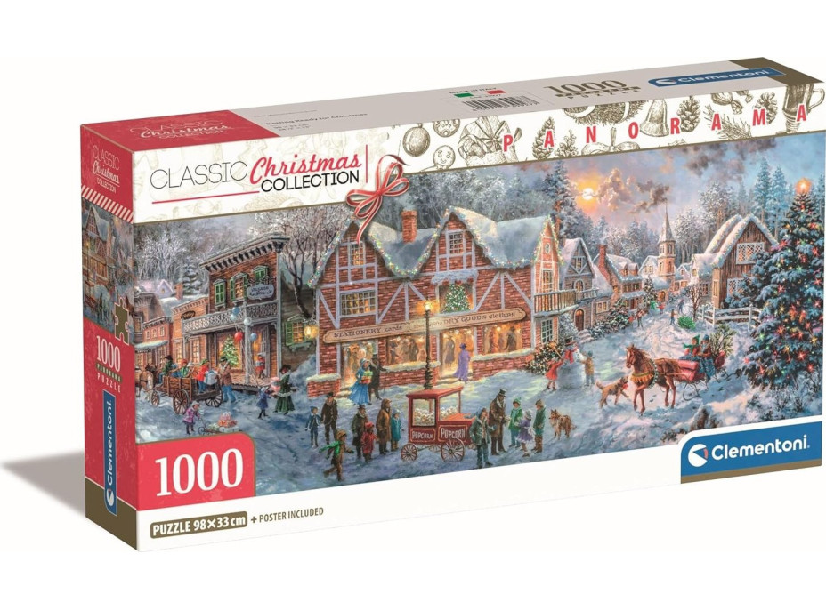 CLEMENTONI Panoramatické puzzle Vánoční kolekce: Příprava na Vánoce 1000 dílků