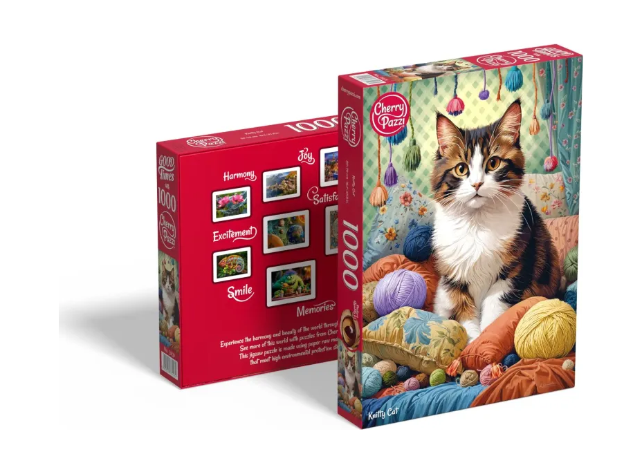 CHERRY PAZZI Puzzle Kočka v přízi 1000 dílků