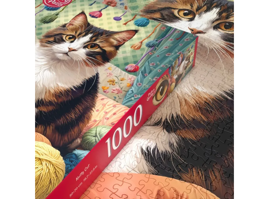 CHERRY PAZZI Puzzle Kočka v přízi 1000 dílků
