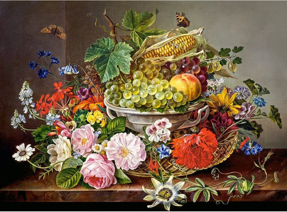 CASTORLAND Puzzle Zátiší s květinami a ovocem 2000 dílků