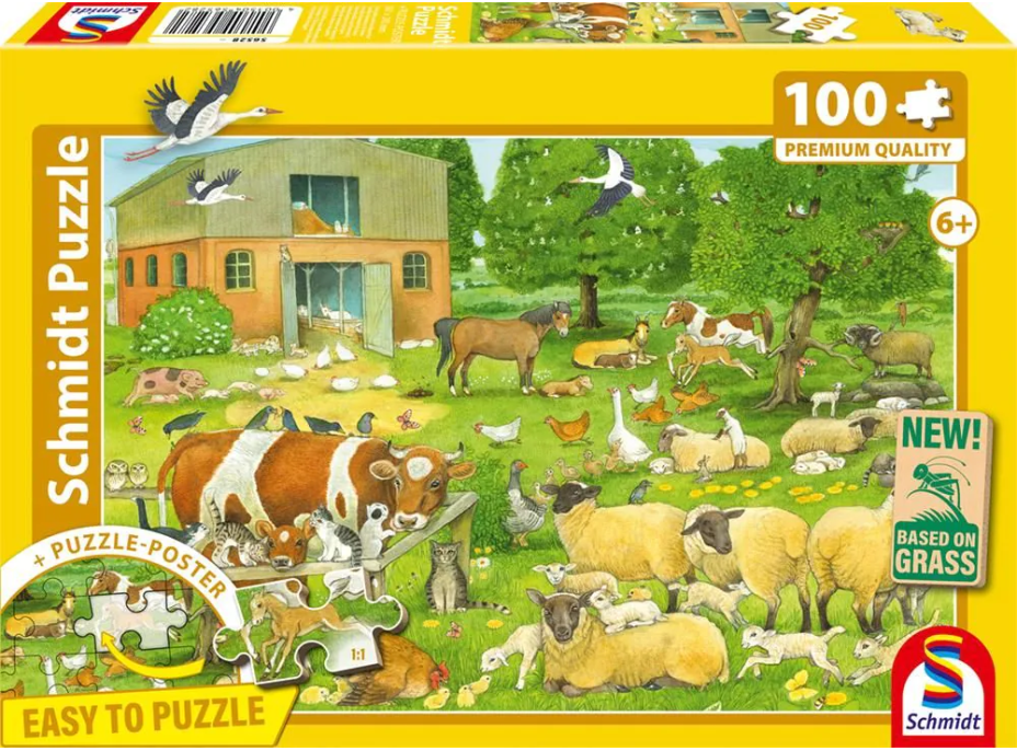 SCHMIDT Puzzle Zvířecí rodinky ze statku 100 dílků