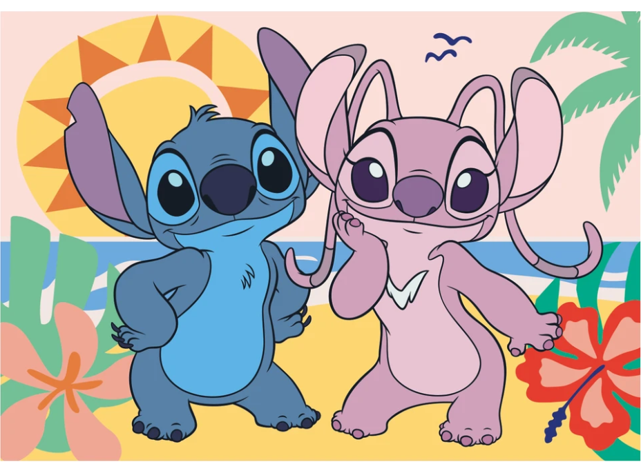 DINO Svítící puzzle Stitch na pláži XL 100 dílků