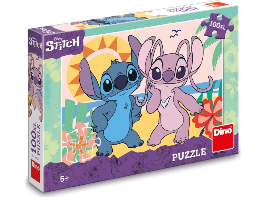 DINO Svítící puzzle Stitch na pláži XL 100 dílků