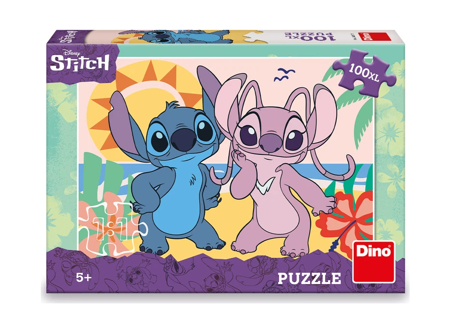 DINO Svítící puzzle Stitch na pláži XL 100 dílků