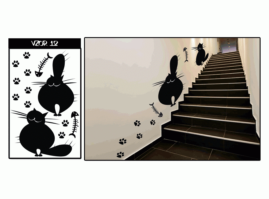 Samolepky na zeď KOČKY COLOR - vzor 12