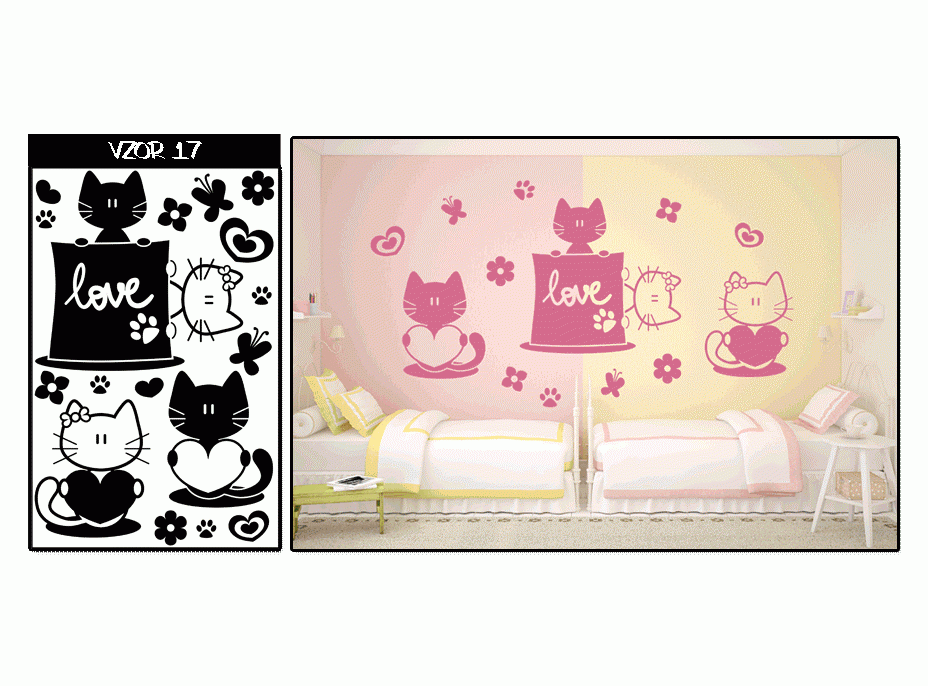 Samolepky na zeď KOČKY COLOR - vzor 17
