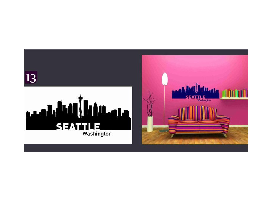 Samolepky na zeď MĚSTA color - SEATTLE