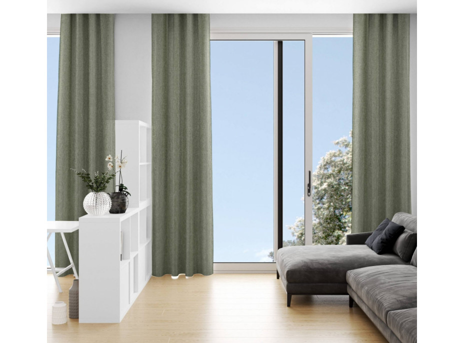 Dekorační závěs LOOM Natural - 140x280 cm - zelený