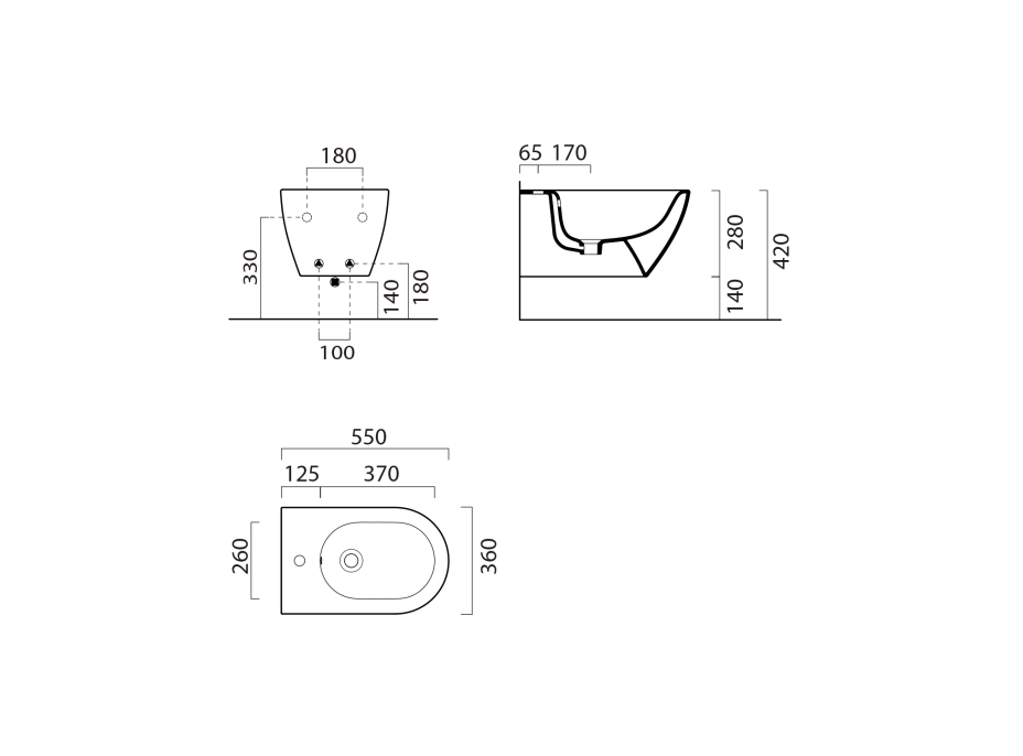 GSI PURA ECO bidet závěsný, 36x55cm, bílá mat 8867109