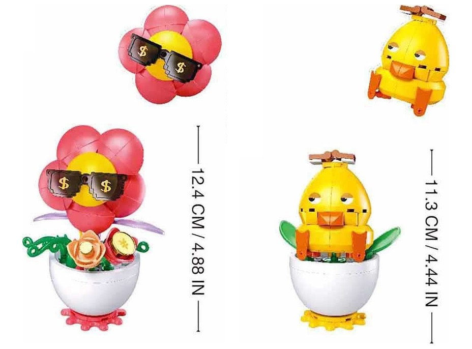Sluban Flowers M38-P8029 Rostliny v květináči Displej 6 ks