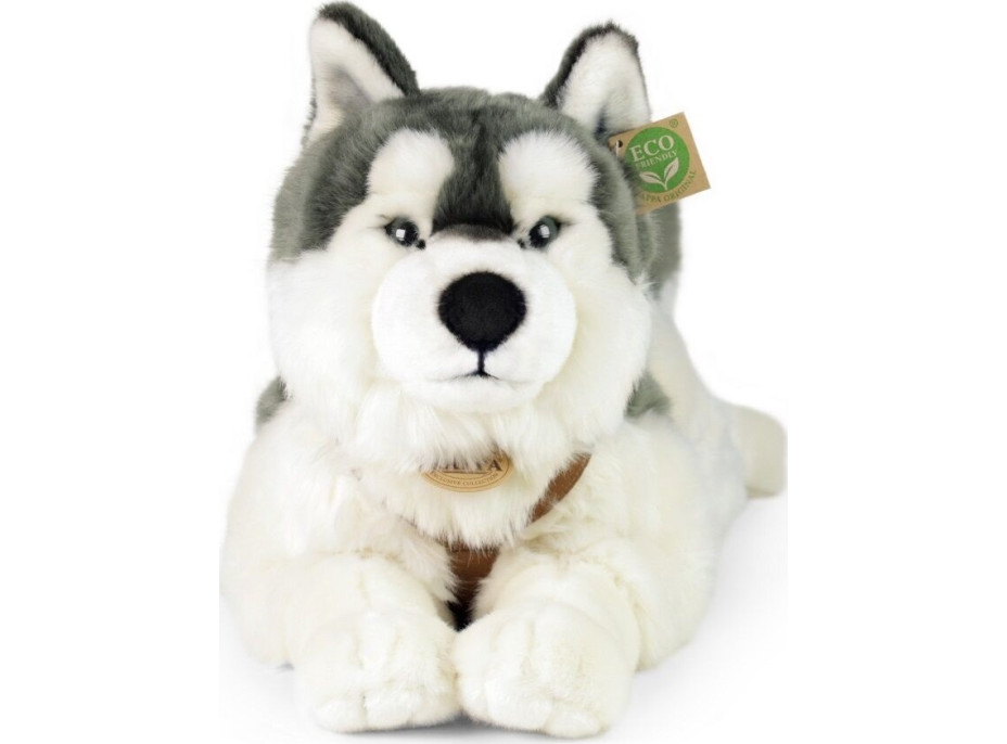 Rappa Plyšový pes husky s obojkem ležící 60 cm ECO-FRIENDLY