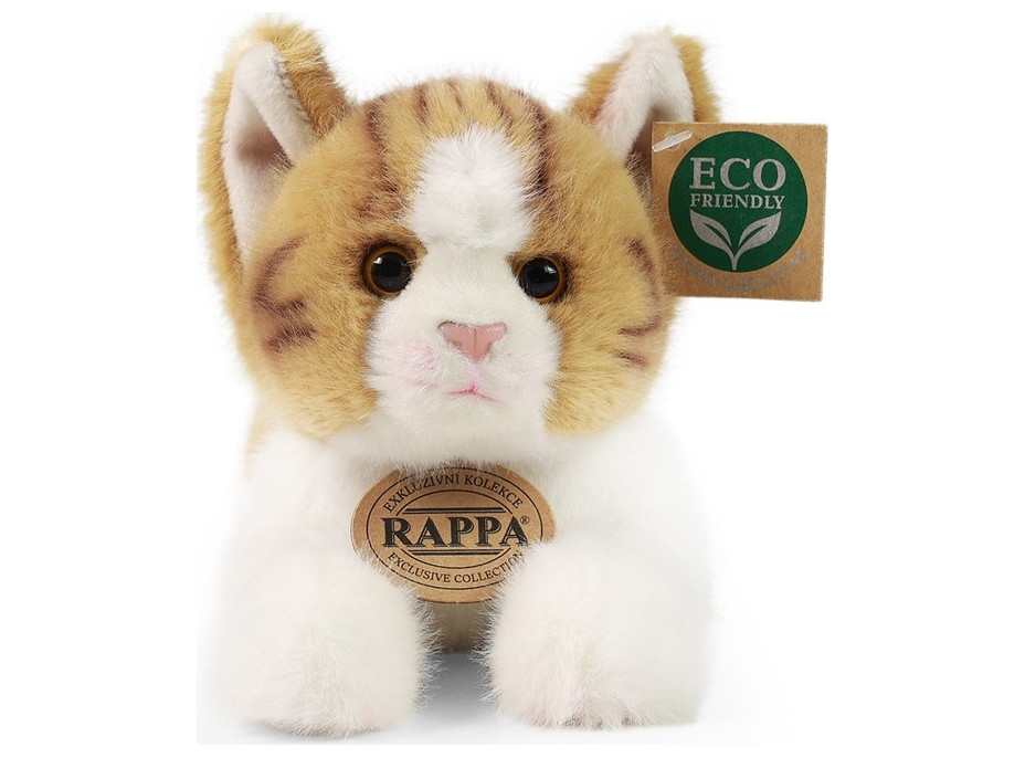 Rappa Plyšová kočka ležící hnědo-bílá 20 cm ECO-FRIENDLY