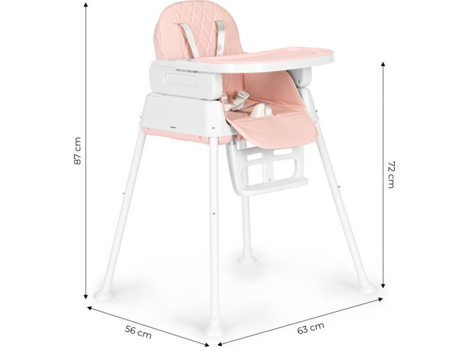 ECOTOYS Jídelní židlička 3v1 růžová