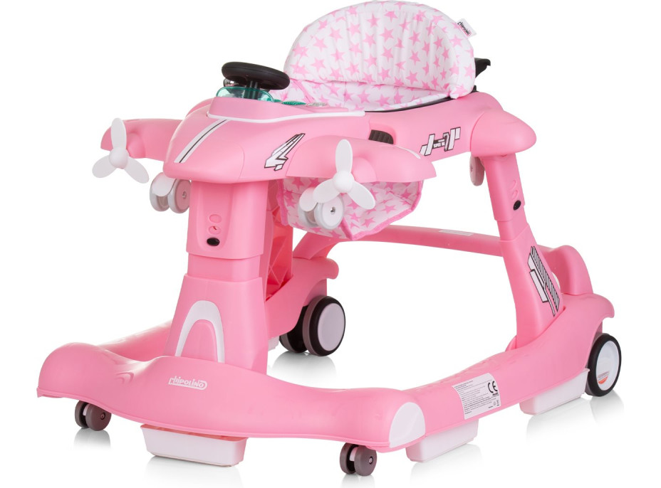 CHIPOLINO Chodítko interaktivní Airplane 3v1 Pink