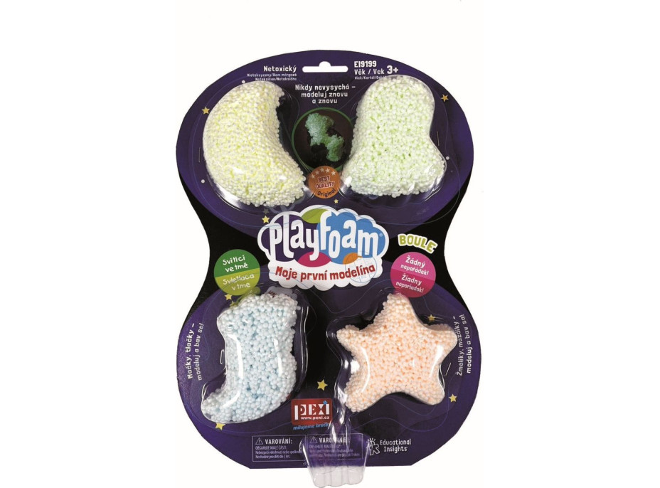 Kuličková modelína PlayFoam: Sada 1+1 (4 barevné+4 svítící)