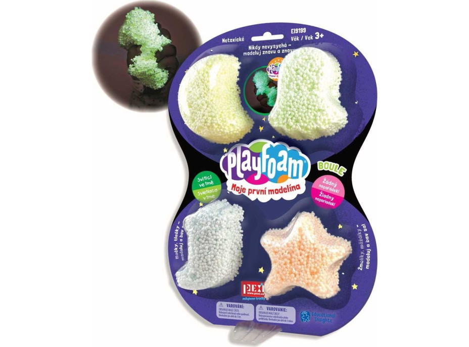 Kuličková modelína PlayFoam: Sada 1+1 (4 barevné+4 svítící)
