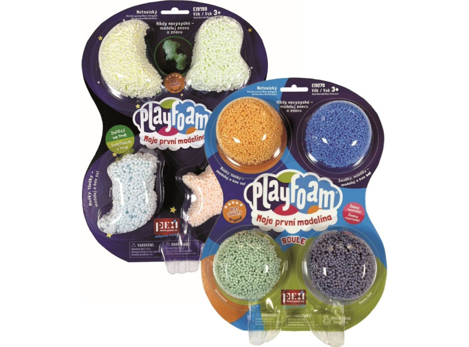 Kuličková modelína PlayFoam: Sada 1+1 (4 barevné+4 svítící)