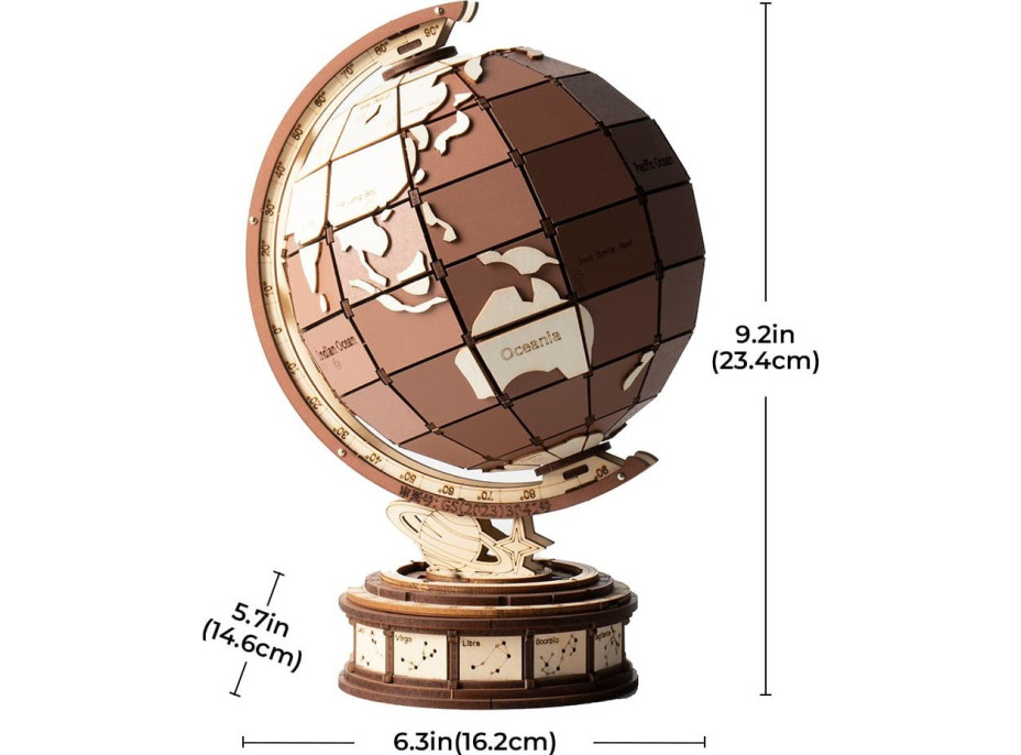 ROBOTIME Rolife 3D dřevěné puzzle Globus 277 dílků