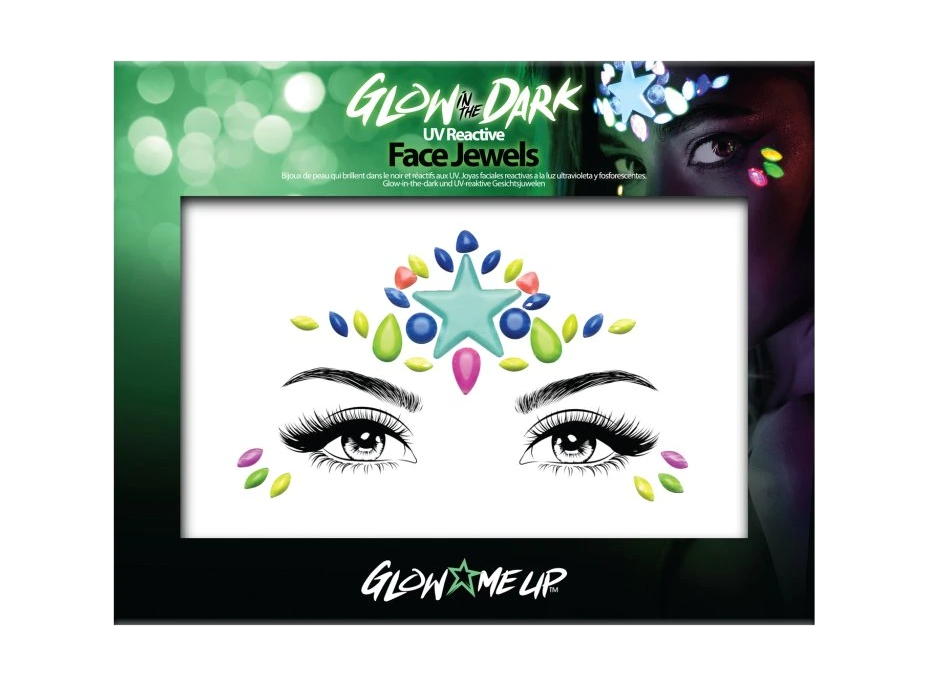 PAINTGLOW Samolepicí kamínky na obličej Hvězda - UV, svítící ve tmě