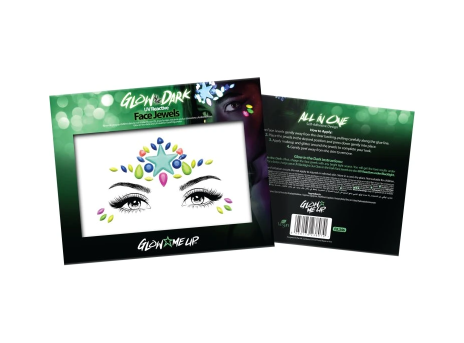 PAINTGLOW Samolepicí kamínky na obličej Hvězda - UV, svítící ve tmě